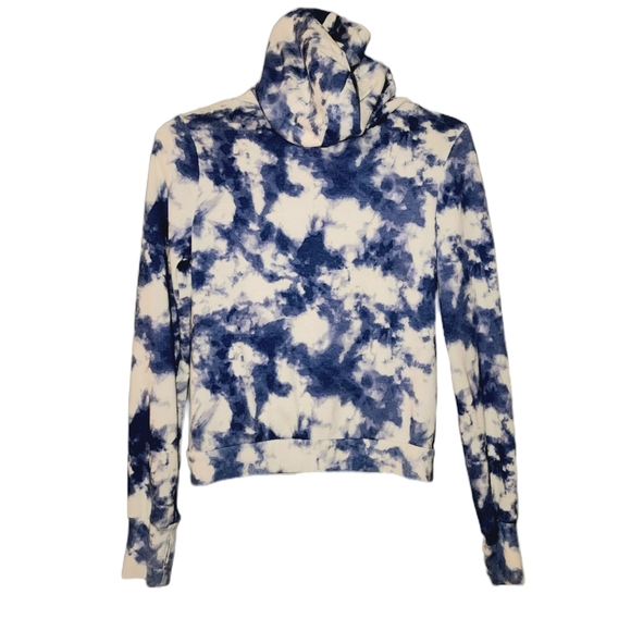 Blue & White Funnel Neck Tye Dye Hoodie by True Craft - Ladies Small - Picture 7 of 7